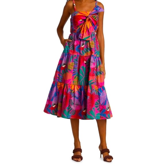 NWT farm rio macaw cotton midi dress - Picture 2 of 10